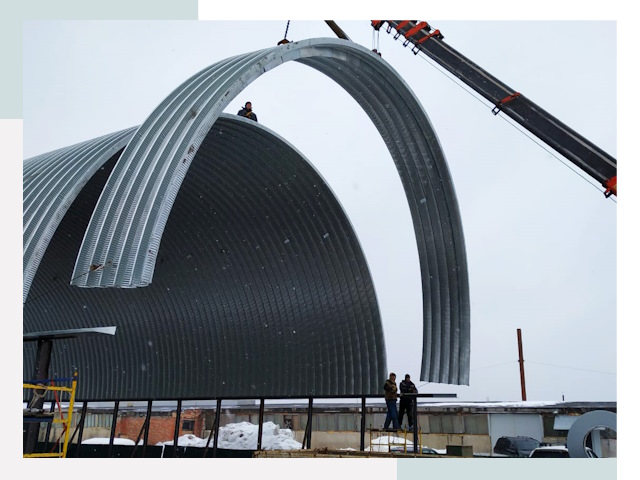 Полукруглые ангары в Сафоново